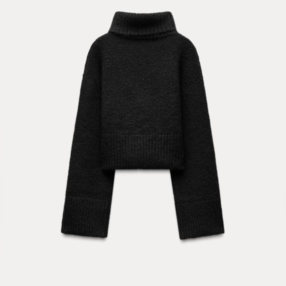 ZARA SOFT KNIT Women's Black Turtleneck Sweater Size Large - Picture 6 of 7